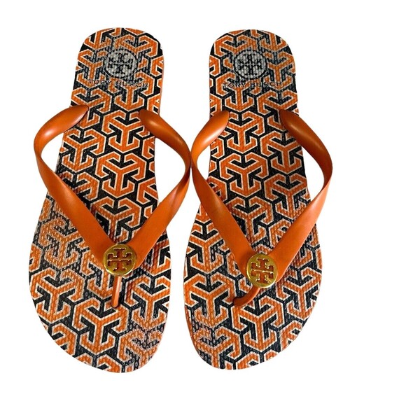 Tory Burch Womens Flipflop Thong Flat Orange Sandals Size 7 /7.5 - Picture 3 of 10